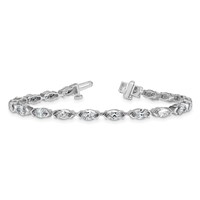 14K White Gold Marquise Lab Grown Diamond VS+ F+ Half Bezel Set Tennis Bracelet view 5