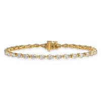 14K Yellow Gold Pear Lab Grown Diamond VS+ F+ Half Bezel Set Tennis Bracelet view 3