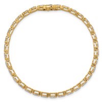 14K Yellow Gold Pear Lab Grown Diamond VS+ F+ Half Bezel Set Tennis Bracelet view 4