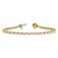 14K Yellow Gold Pear Lab Grown Diamond VS+ F+ Half Bezel Set Tennis Bracelet view 5