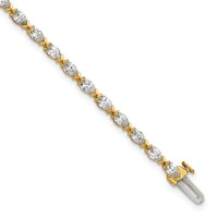 14K Yellow Gold Pear Lab Grown Diamond VS+ F+ Half Bezel Set Tennis Bracelet view 1