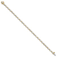 14K Yellow Gold Pear Lab Grown Diamond VS+ F+ Half Bezel Set Tennis Bracelet view 2