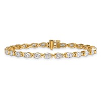 14K Yellow Gold Pear Lab Grown Diamond VS+ F+ Half Bezel Set Tennis Bracelet view 3