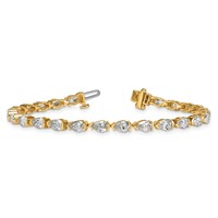 14K Yellow Gold Pear Lab Grown Diamond VS+ F+ Half Bezel Set Tennis Bracelet view 5