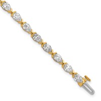 14K Yellow Gold Pear Lab Grown Diamond VS+ F+ Half Bezel Set Tennis Bracelet view 1