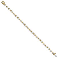 14K Yellow Gold Pear Lab Grown Diamond VS+ F+ Half Bezel Set Tennis Bracelet view 2