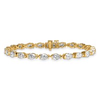 14K Yellow Gold Pear Lab Grown Diamond VS+ F+ Half Bezel Set Tennis Bracelet view 3