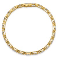 14K Yellow Gold Pear Lab Grown Diamond VS+ F+ Half Bezel Set Tennis Bracelet view 4