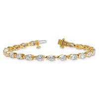 14K Yellow Gold Pear Lab Grown Diamond VS+ F+ Half Bezel Set Tennis Bracelet view 5