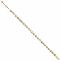 14K Yellow Gold Lab Grown Diamond VS+ F+ Half Bezel Set + 1in Ext. Tennis Bracel, 6.75" view 2