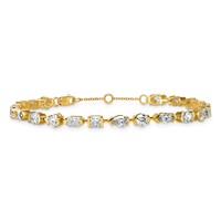 14K Yellow Gold Lab Grown Diamond VS+ F+ Half Bezel Set + 1in Ext. Tennis Bracel, 6.75" view 3