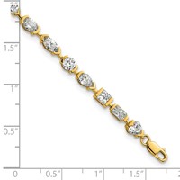 14K Yellow Gold Lab Grown Diamond VS+ F+ Half Bezel Set + 1in Ext. Tennis Bracel, 6.75" view 5