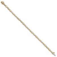 14K Yellow Gold Lab Grown Diamond VS+ F+ Half Bezel Set Tennis Bracelet, 7" view 2