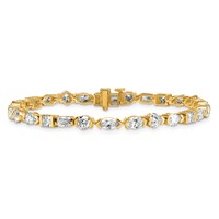 14K Yellow Gold Lab Grown Diamond VS+ F+ Half Bezel Set Tennis Bracelet, 7" view 3