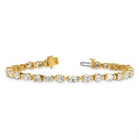 14K Yellow Gold Lab Grown Diamond VS+ F+ Half Bezel Set Tennis Bracelet, 7" view 5