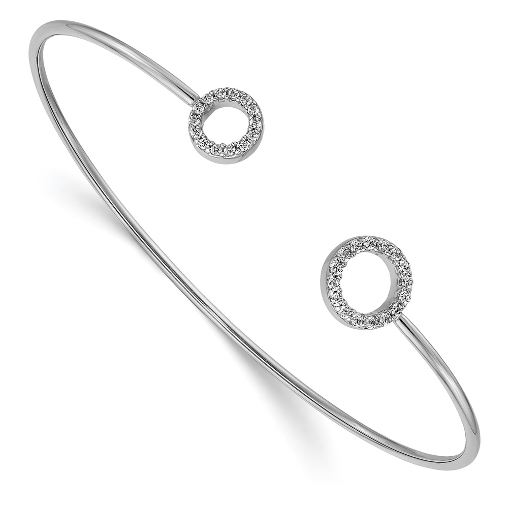 14k White Gold 1/4 carat Lab Grown Diamond VS/SI+ G+ Circle Flexible Cuff Bangle Bracelet (BM3712-025-WLG)