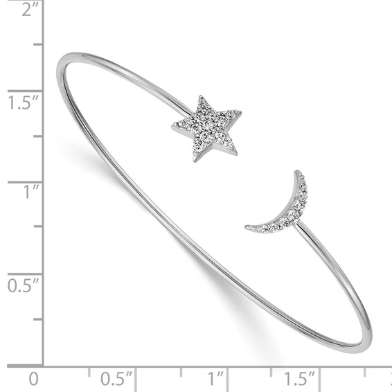 Diamond Moon & Star Flexible Cuff Bangles