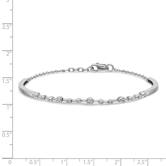 14k White Gold Complete 1/4 carat Diamond Half-Bangle 6.75 inch Bracelet with 0.5 inch Extender