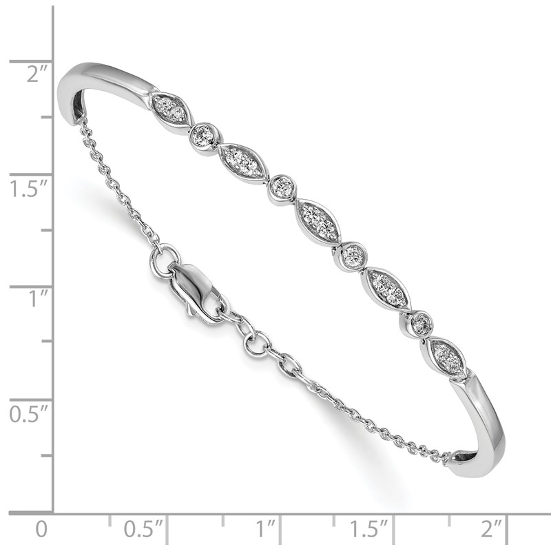14k White Gold 1/2 carat Lab Grown Diamond VS/SI+ G+ Bangle Bracelet