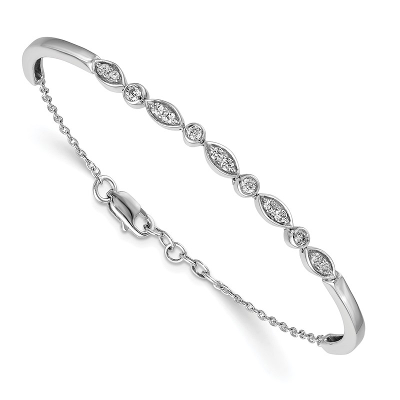 14k White Gold 1/2 carat Lab Grown Diamond VS/SI+ G+ Bangle Bracelet