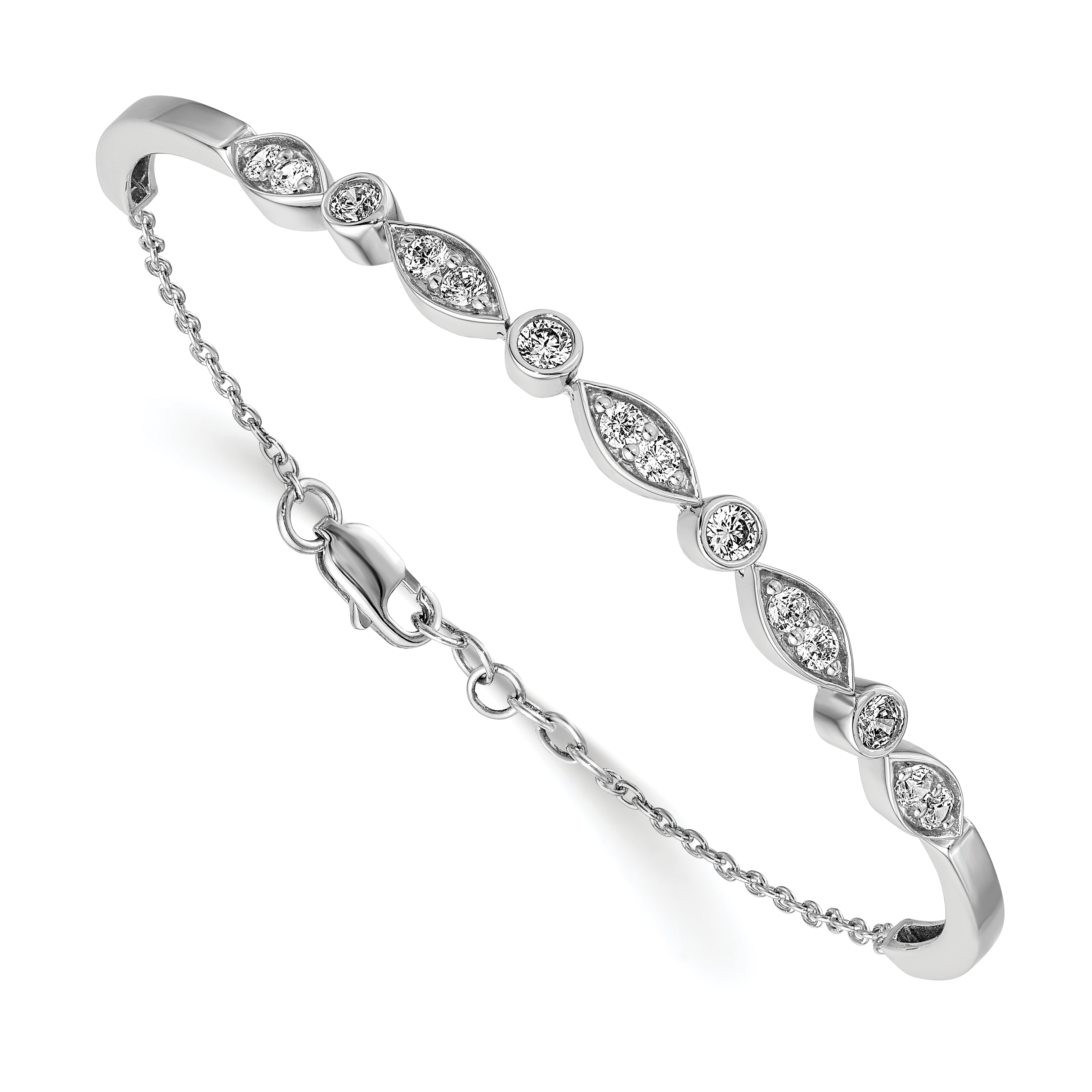 14k White Gold 1 carat Lab Grown Diamond VS/SI+ G+ Bangle Bracelet (BM3725-100-WLG)