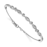 14K White Gold 1 Carat Lab Grown Diamond VS SI+ G+ Complete Bangle Bracelet view 1