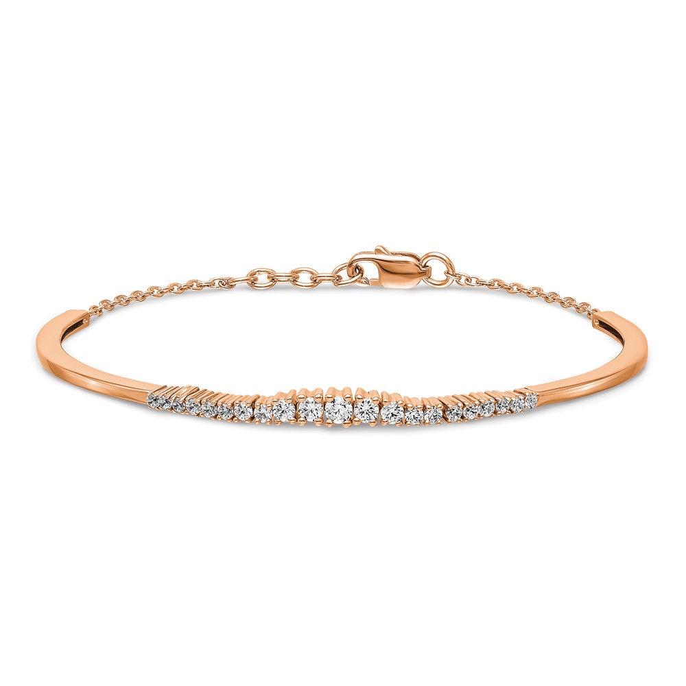 14k Rose Gold 3/4 carat Lab Grown Diamond VS/SI+ G+ Graduated Bangle Bracelet (BM3727-075-RLG)