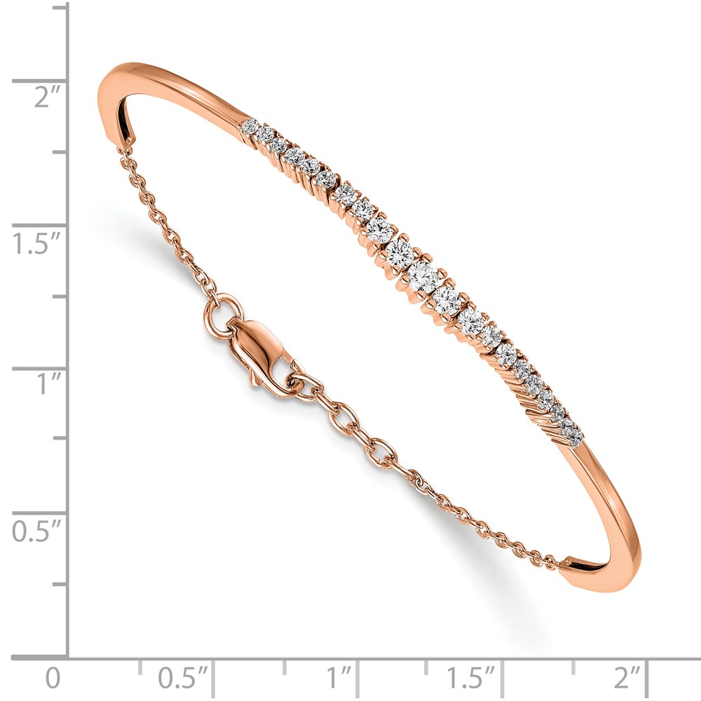 14k Rose Gold 3/4 carat Lab Grown Diamond VS/SI+ G+ Graduated Bangle Bracelet (BM3727-075-RLG)