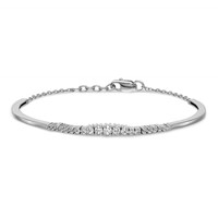 14K White Gold 0.75 Carat Lab Grown Diamond VS SI+ G+ Complete Graduated Bangle Bracelet view 3