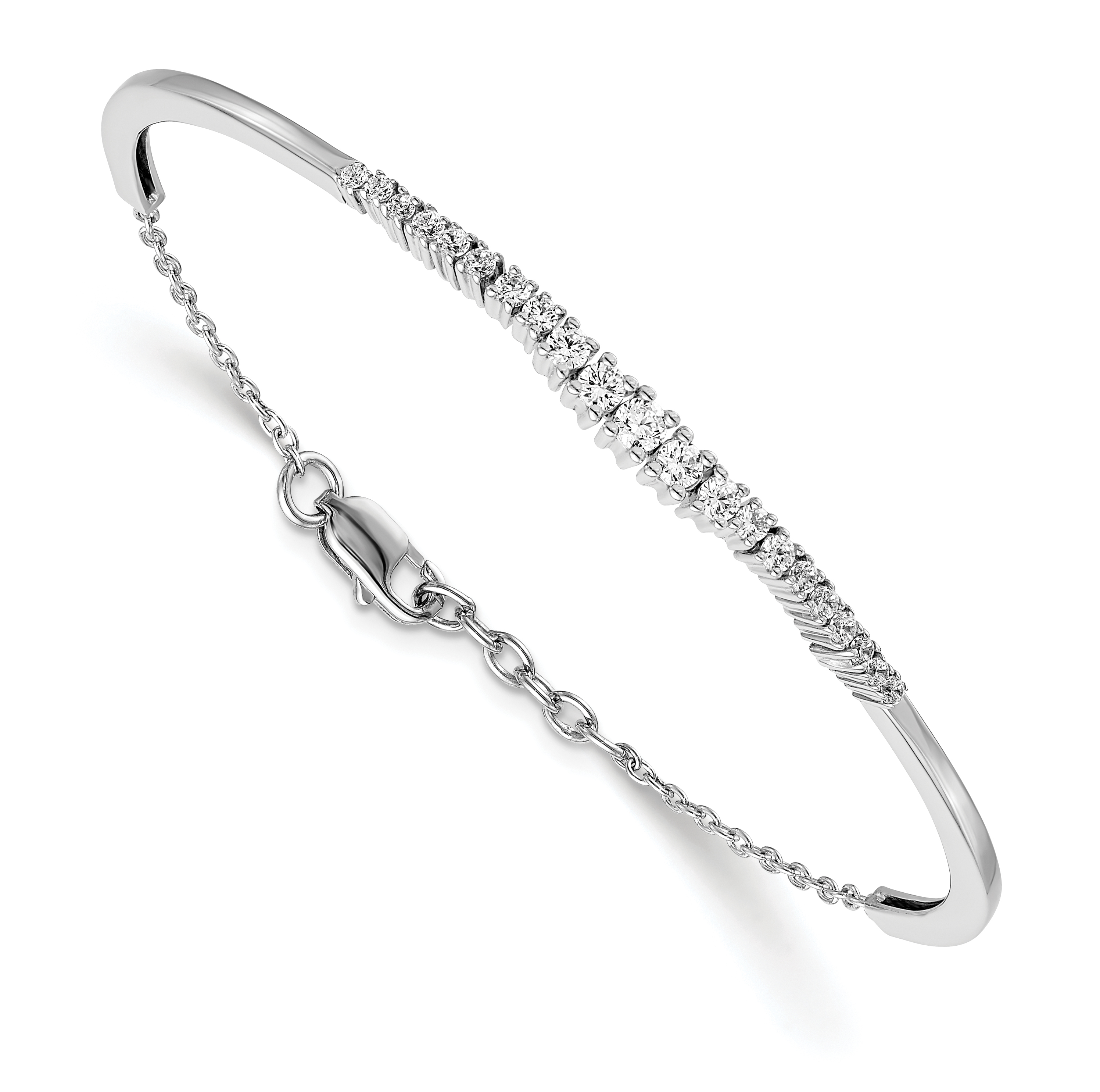 14k White Gold 3/4 carat Lab Grown Diamond VS/SI+ G+ Graduated Bangle Bracelet (BM3727-075-WLG)