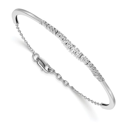 14K White Gold 0.75 Carat Lab Grown Diamond VS SI+ G+ Complete Graduated Bangle Bracelet