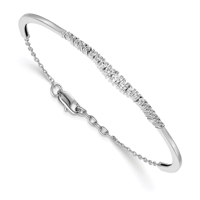 14k White Gold 3/4 carat Lab Grown Diamond VS/SI+ G+ Graduated Bangle Bracelet