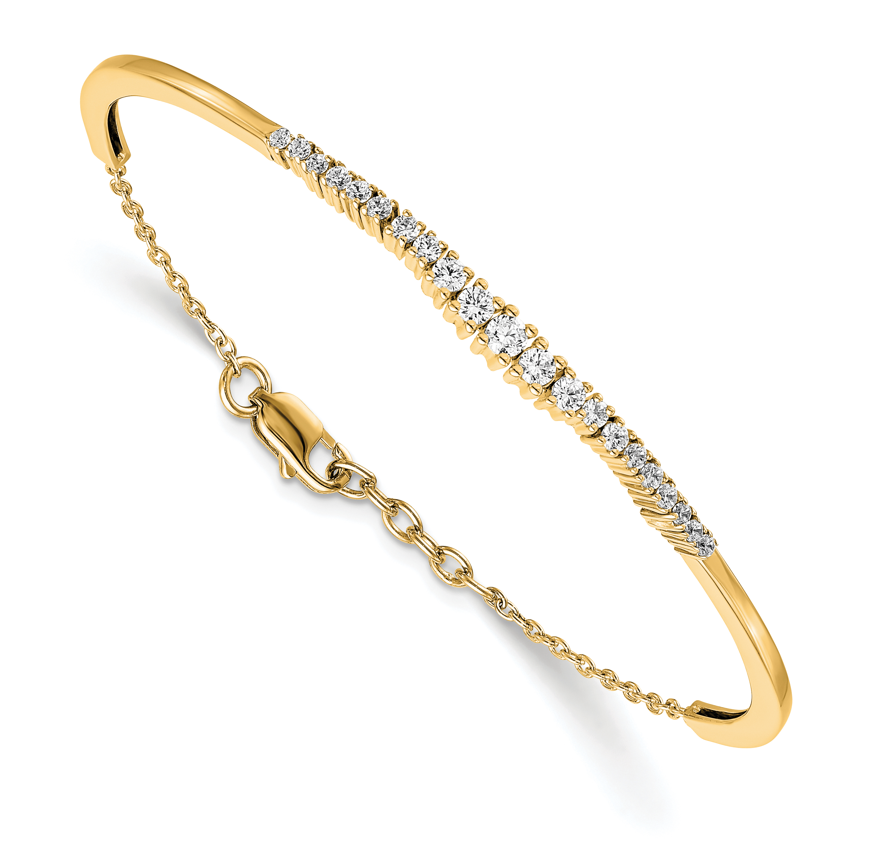 14k 3/4 carat Lab Grown Diamond VS/SI+ G+ Graduated Bangle Bracelet (BM3727-075-YLG)