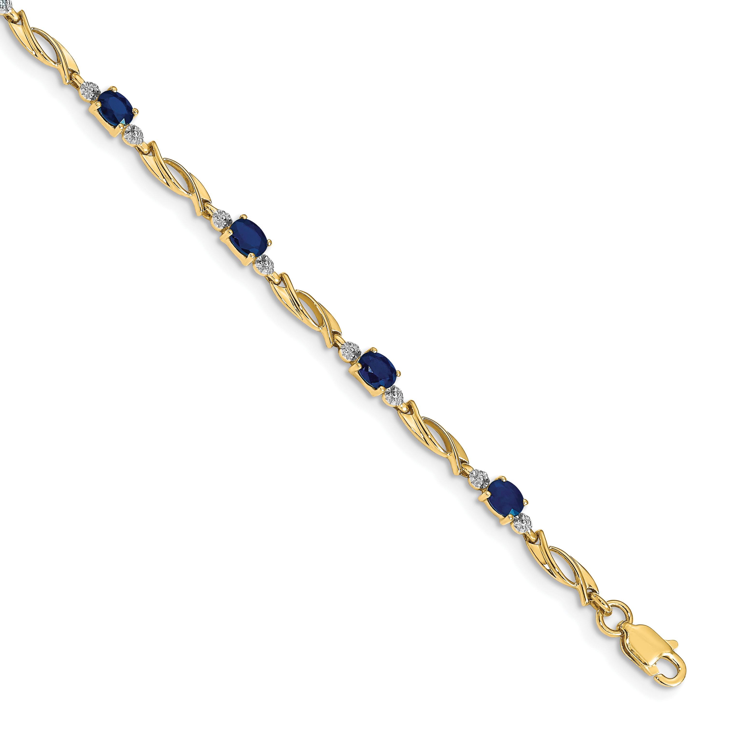14k Complete Diamond and Oval Sapphire Fancy Link 7.25 inch Bracelet (BM4476-SA-001-YA)
