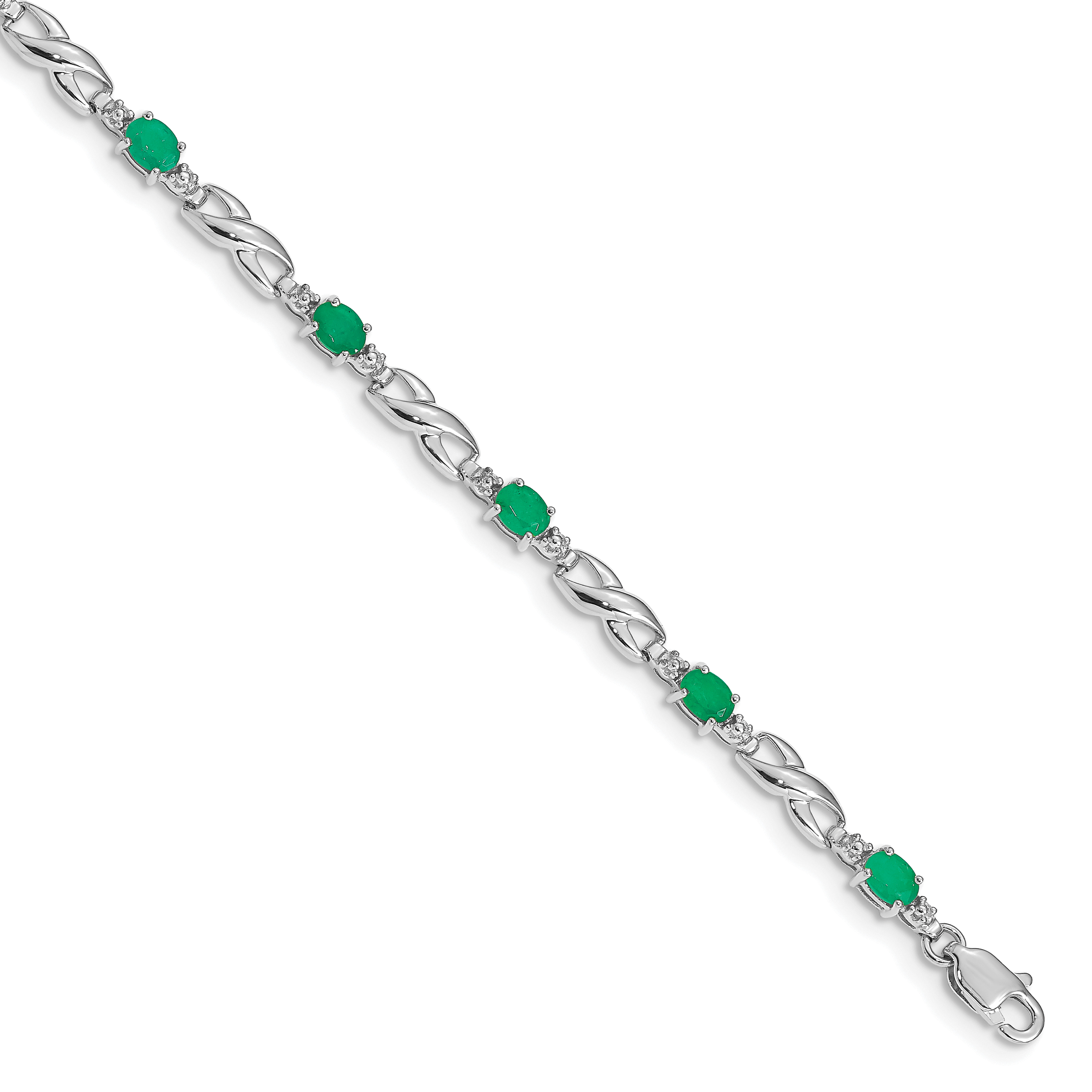 10k White Gold Diamond and Emerald Bracelet (BM4477-EM-001-1WA)