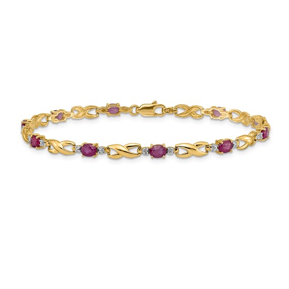 10k Diamond and Composite Oval Ruby Bracelet