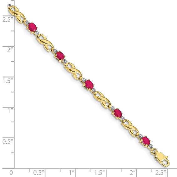 10k Diamond and Composite Oval Ruby Bracelet