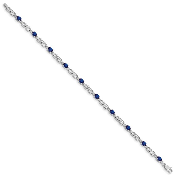 10k White Gold Diamond and Sapphire Bracelet