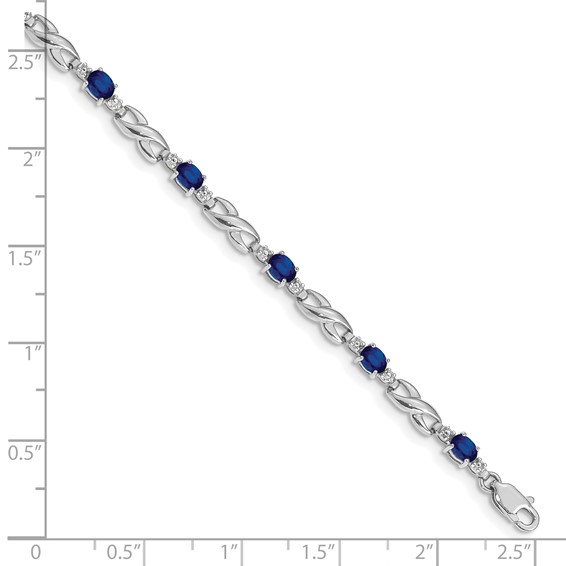 10k White Gold Diamond and Sapphire Bracelet