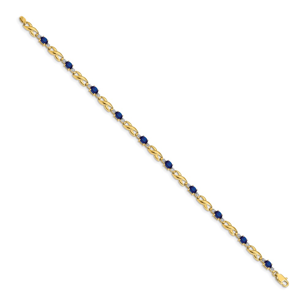 14k Complete Diamond and Oval Sapphire Infinity Link 7.25 inch Bracelet (BM4477-SA-001-YA)