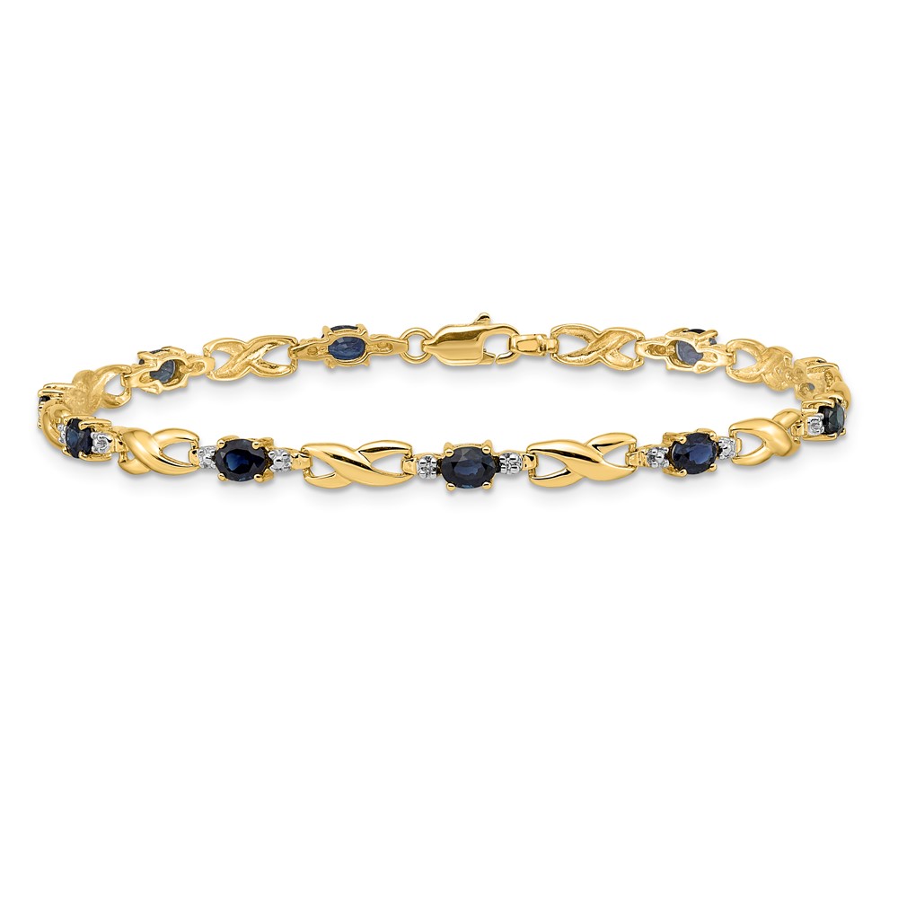 14k Complete Diamond and Oval Sapphire Infinity Link 7.25 inch Bracelet (BM4477-SA-001-YA)