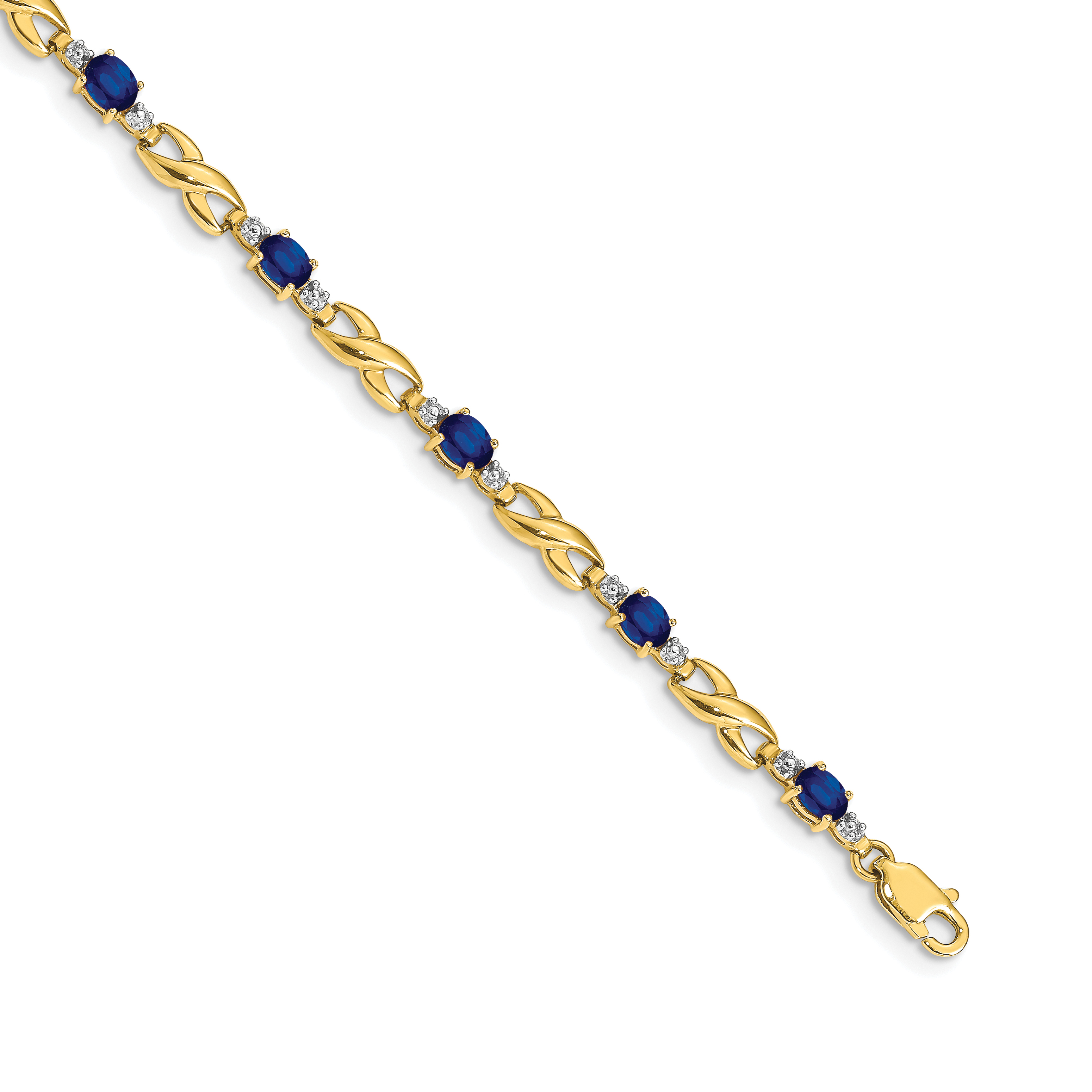 14k Complete Diamond and Oval Sapphire Infinity Link 7.25 inch Bracelet (BM4477-SA-001-YA)
