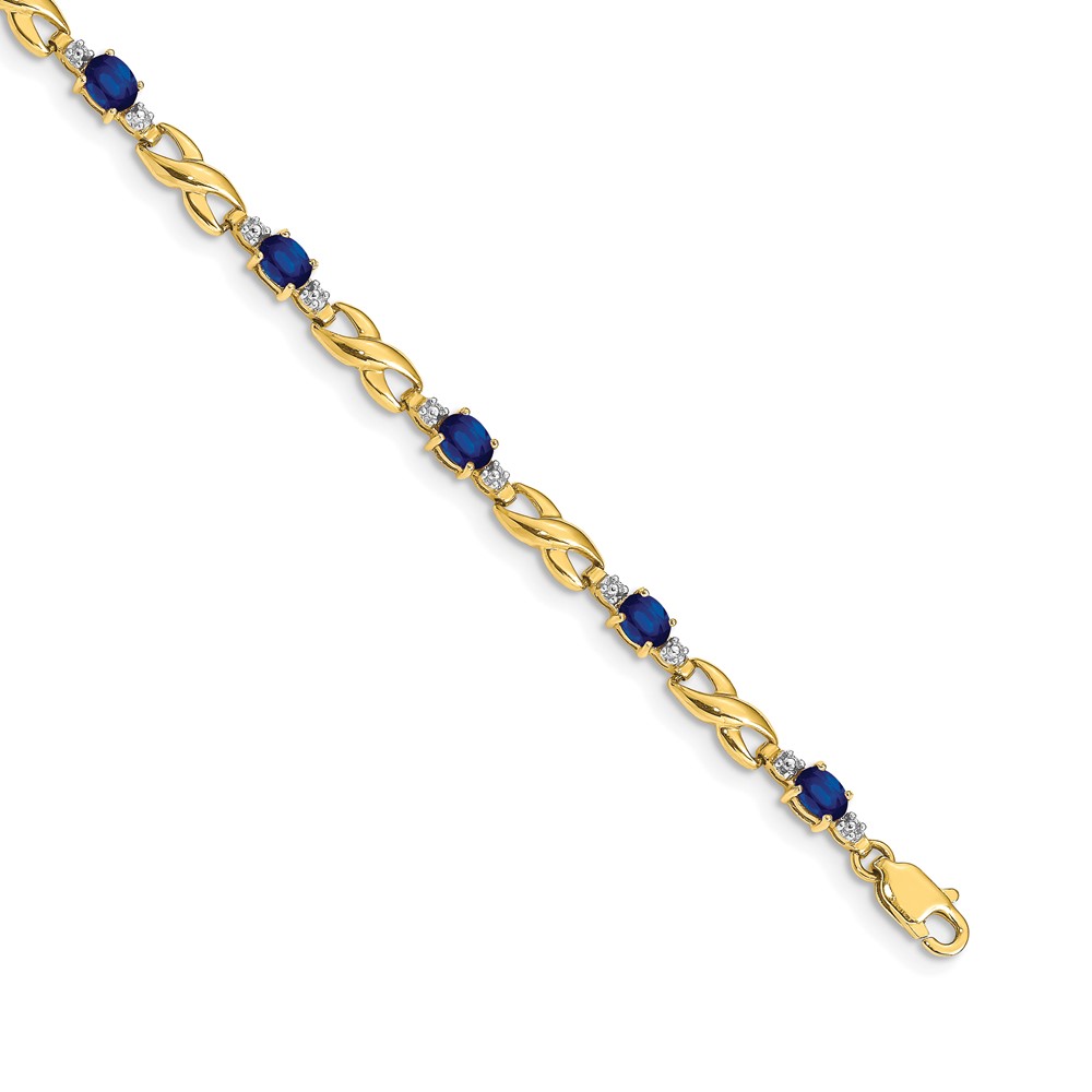 14k Complete Diamond and Oval Sapphire Infinity Link 7.25 inch Bracelet (BM4477-SA-001-YA)