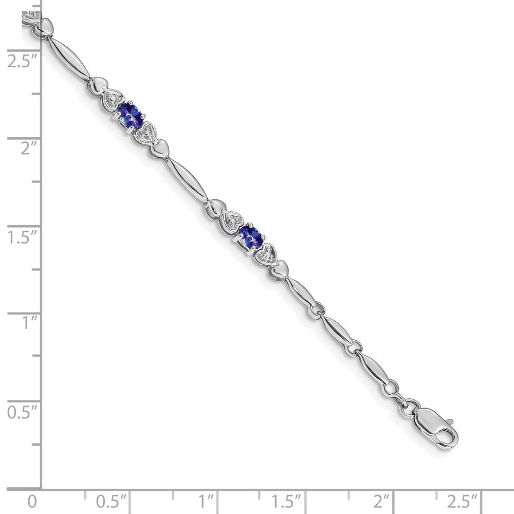 14k White Gold Complete Diamond and Oval Tanzanite Heart Design 7 inch Bracelet (BM4479-TZ-001-WA)