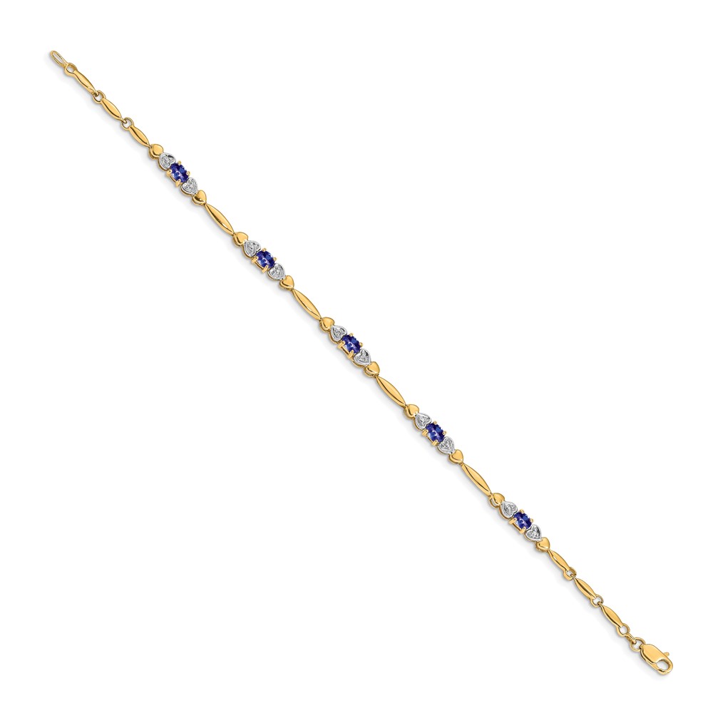 14k Complete Diamond and Oval Tanzanite Heart Design 7 inch Bracelet (BM4479-TZ-001-YA)