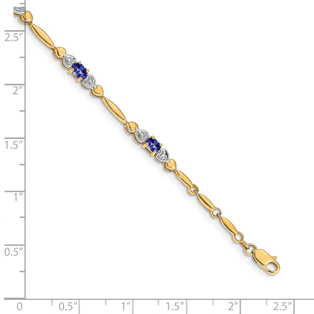 14k Complete Diamond and Oval Tanzanite Heart Design 7 inch Bracelet (BM4479-TZ-001-YA)
