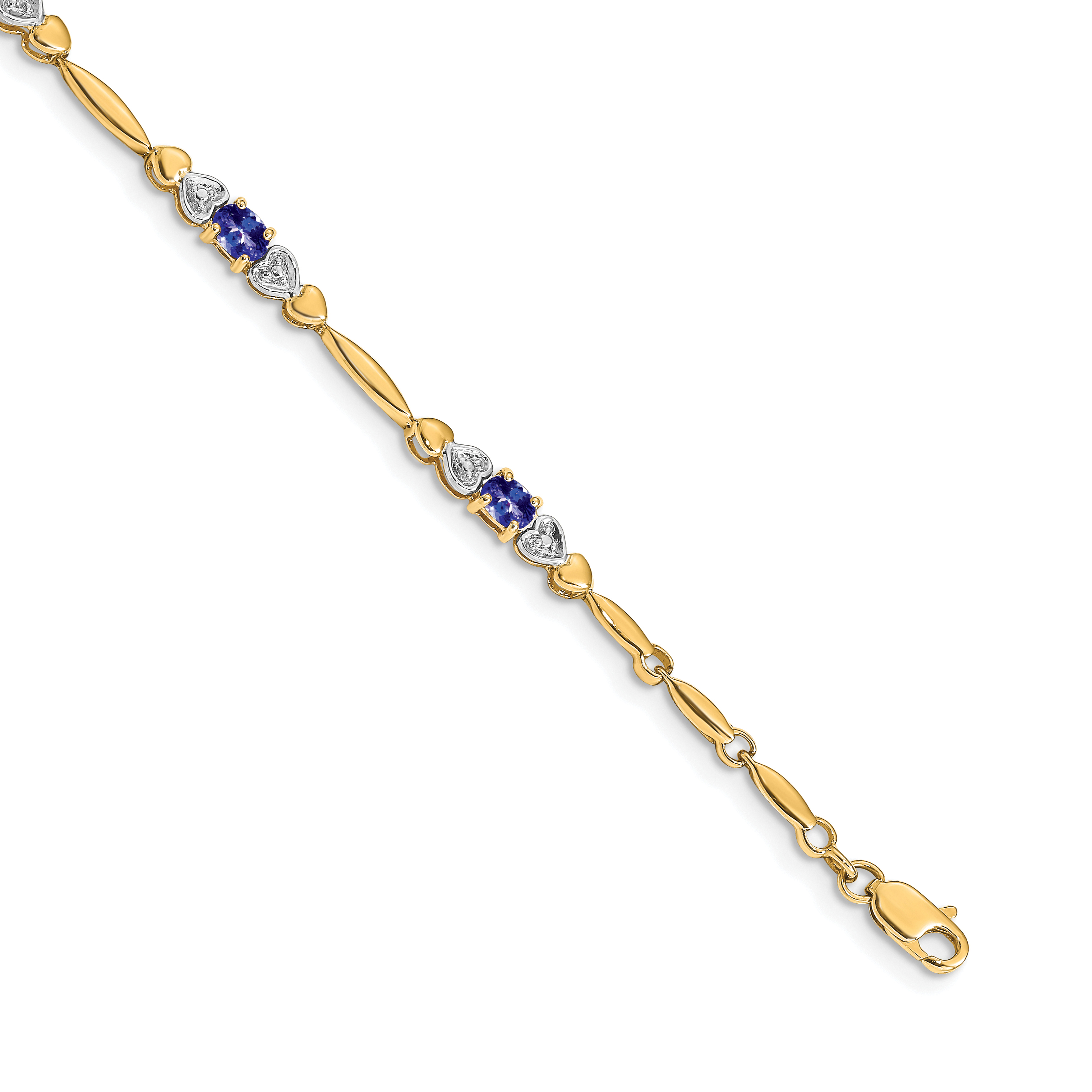 14k Complete Diamond and Oval Tanzanite Heart Design 7 inch Bracelet (BM4479-TZ-001-YA)