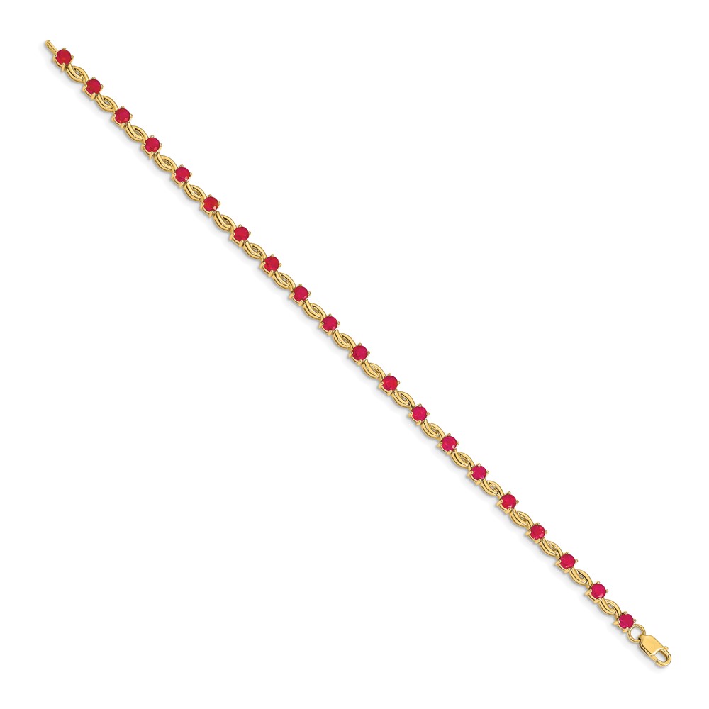 14k Complete Round Ruby Fancy Link 7 inch Bracelet (BM4480-RU-Y)