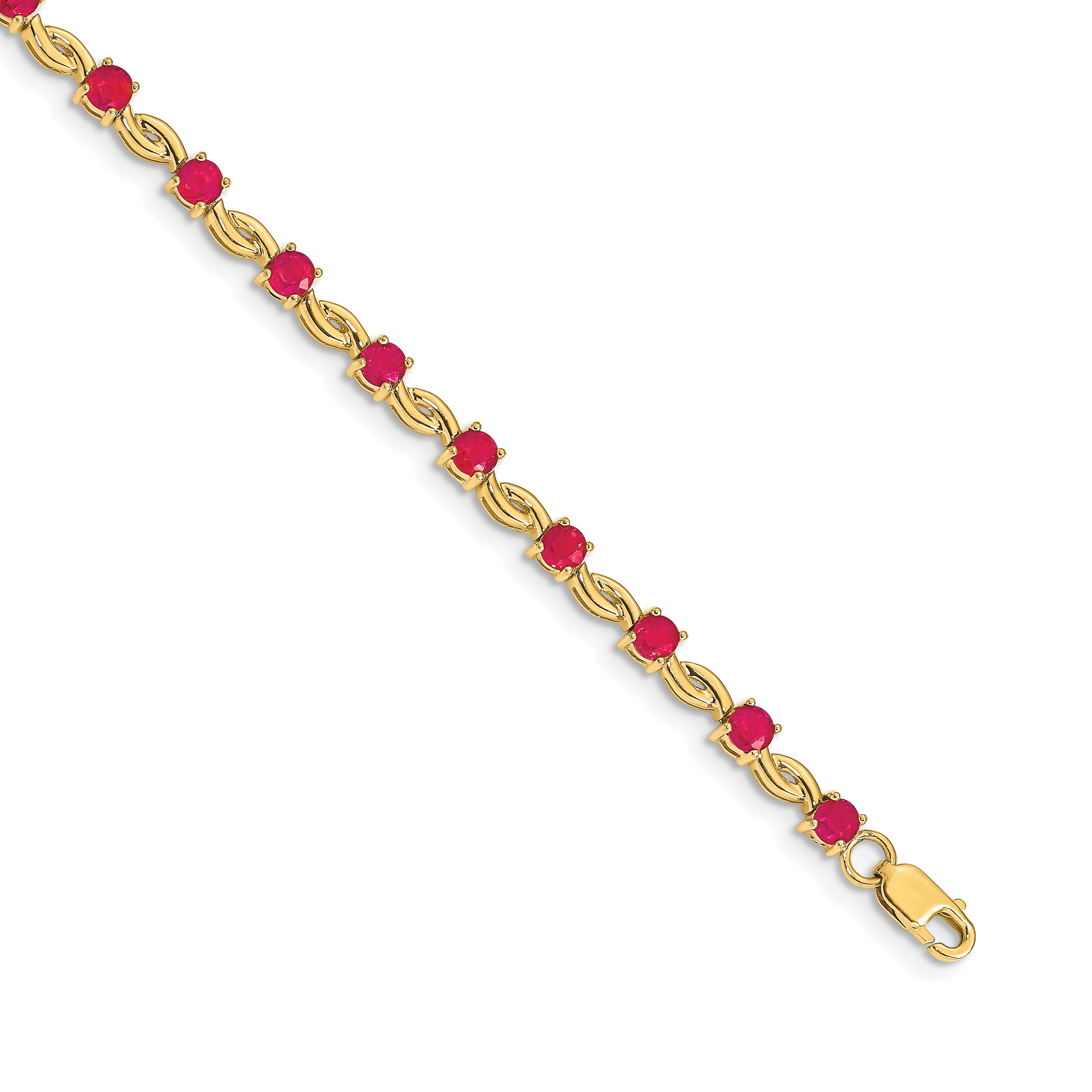 14k Complete Round Ruby Fancy Link 7 inch Bracelet (BM4480-RU-Y)