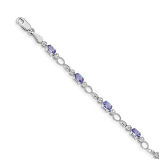 14k White Completed Open-Link Diamond/Tanzanite Bracelet